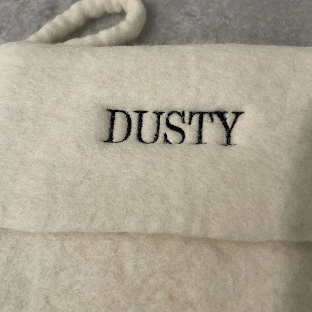 West Elm Christmas Stocking White Felt Reindeer Applique Kids Dusty Name